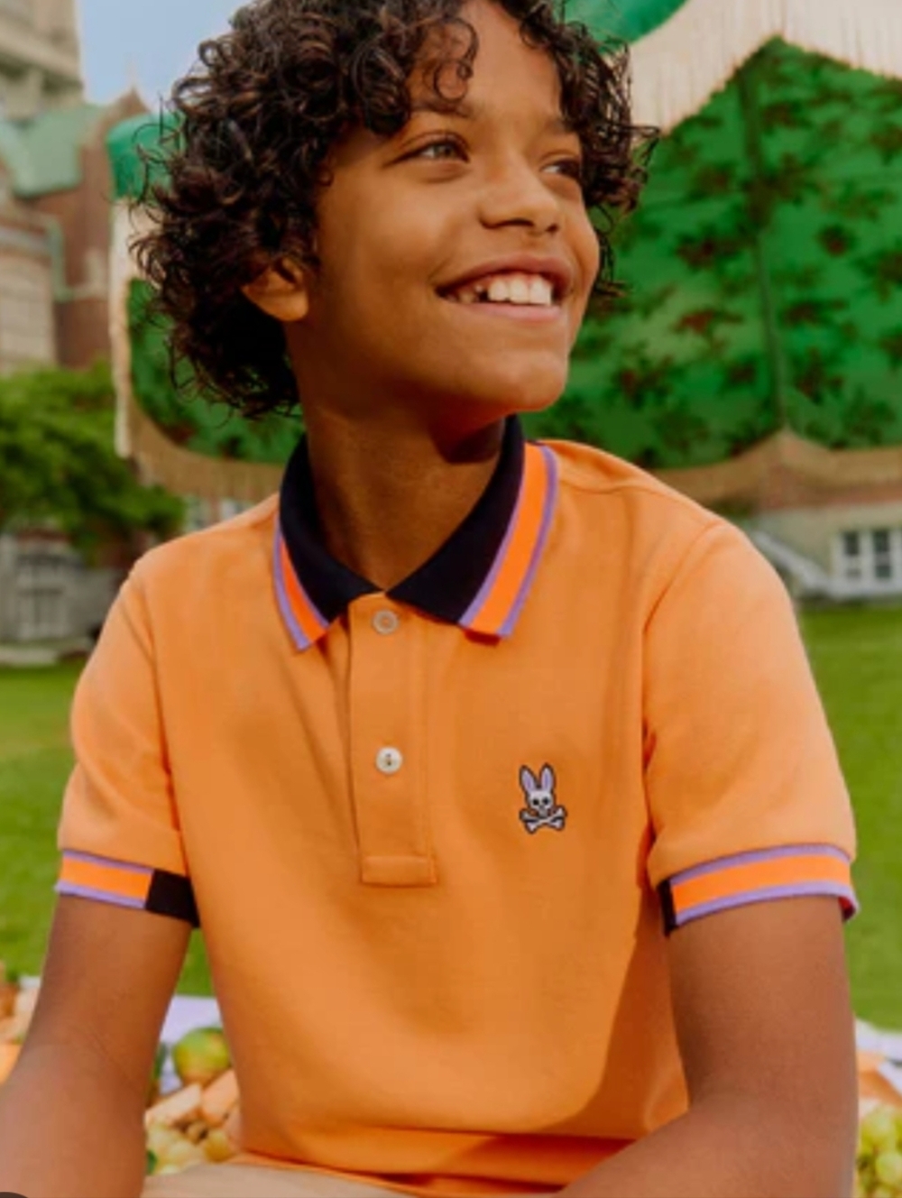 Kids Orange Polo Shirt with Contrast Collar